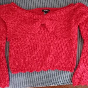 New Forever 21 Vibrant Red Off-Shoulder Sweater
